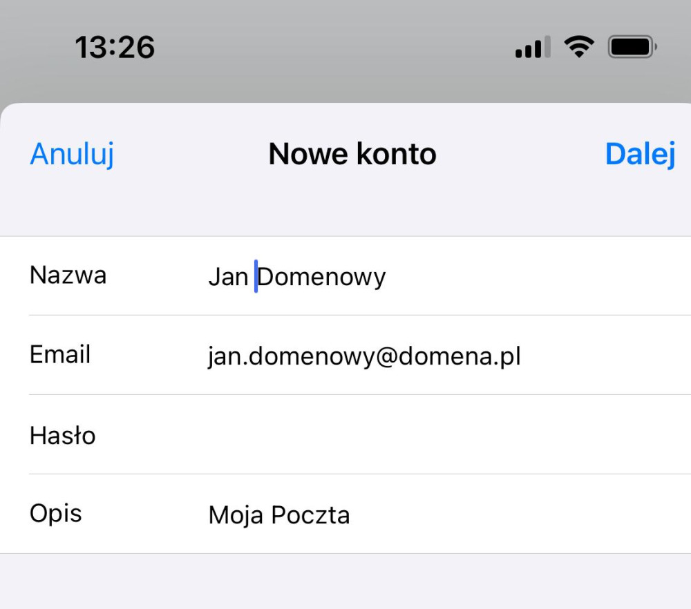 Dodaj nowe konto